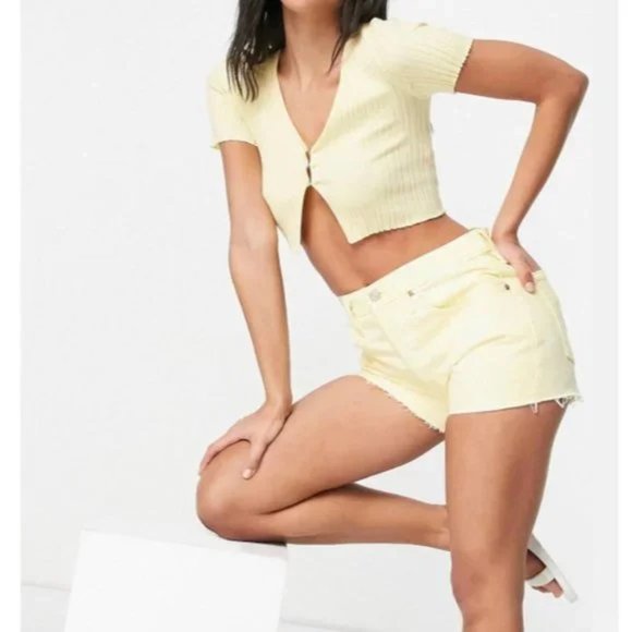 Levi's Women’s 501 Original High-Rise Jean Denim Shorts Yellow Tie-Dye Size 29 - Picture 12 of 12